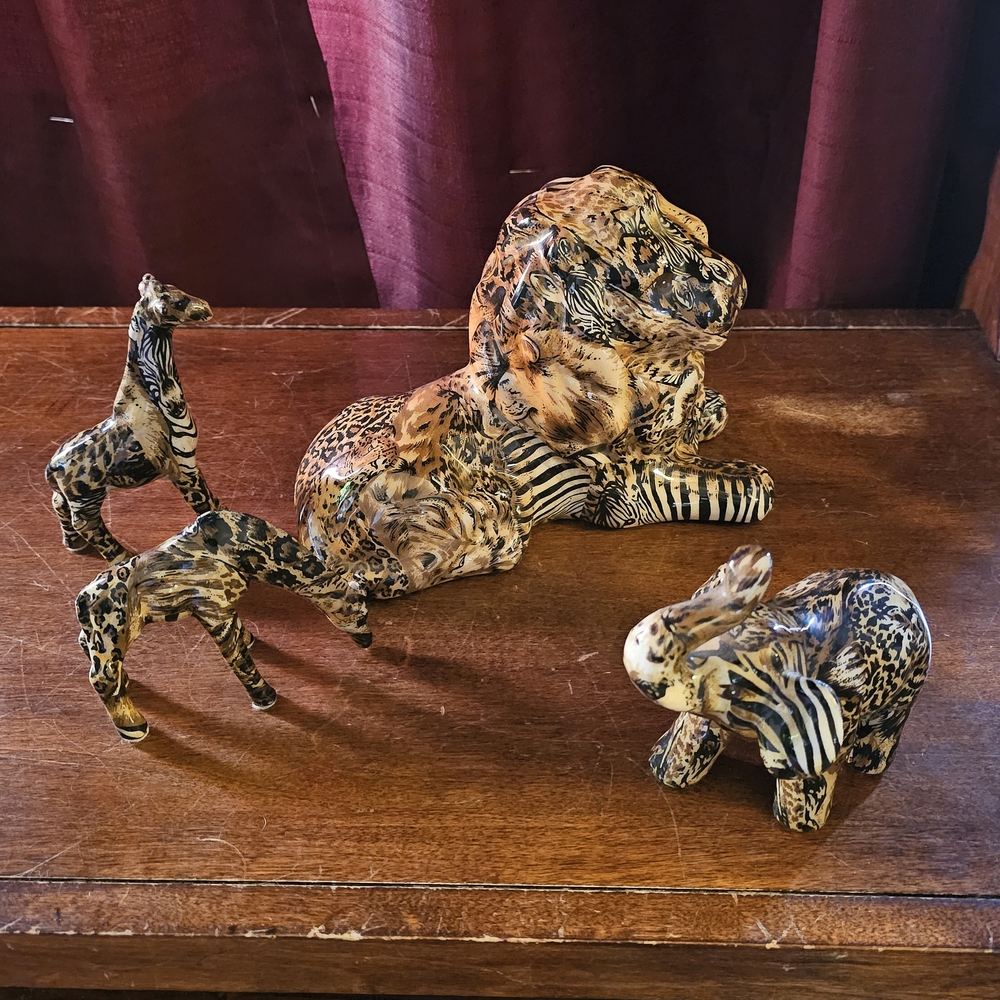 Animal Figurine Set with Leopard Print